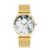 Fashion Rose Gold Mesh Band Creative Marble Female Wrist Watch Luxury Women Quartz Watches - Sellve