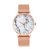 Fashion Rose Gold Mesh Band Creative Marble Female Wrist Watch Luxury Women Quartz Watches - Sellve