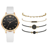 Watch Set Women 5pcs Woman Quartz Wristwatch Leather Ladies Bracelet Luxury Watch - Sellve