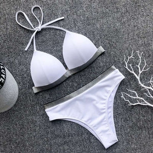 High Waist Bikini 2020 Swimsuit Women Swimwear Push Up Halter Bikini Set Bather Bathing Suit Beach Wear Female - Sellve