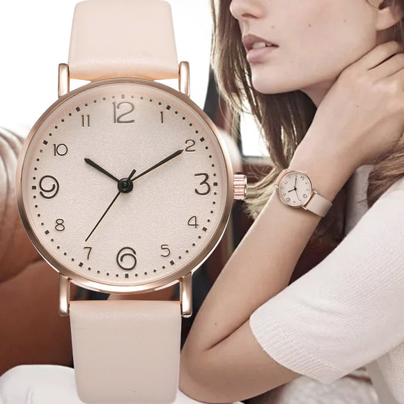 Top Style Fashion Women's Luxury Leather Band Analog Quartz Wrist Watch Golden Ladies Watch - Sellve