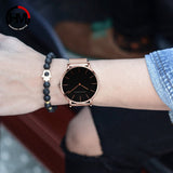 Women Watch 1 set Bracelet Japan Quartz Movement Simple Waterproof Rose Gold Stainless Steel Mesh Ladies watch - Sellve