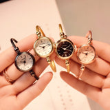 Small Gold Bangle Bracelet Luxury Watches Stainless Steel Retro Ladies Quartz Wristwatches - Sellve