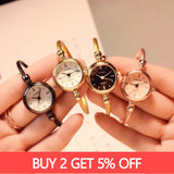 Small Gold Bangle Bracelet Luxury Watches Stainless Steel Retro Ladies Quartz Wristwatches - Sellve