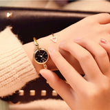 Small Gold Bangle Bracelet Luxury Watches Stainless Steel Retro Ladies Quartz Wristwatches - Sellve