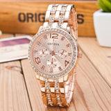 Gold Crystal Geneva Casual Quartz Watch Women Stainless Steel Dress Watches - Sellve