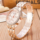 Gold Crystal Geneva Casual Quartz Watch Women Stainless Steel Dress Watches - Sellve