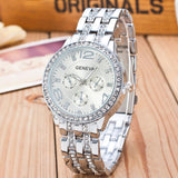 Gold Crystal Geneva Casual Quartz Watch Women Stainless Steel Dress Watches - Sellve