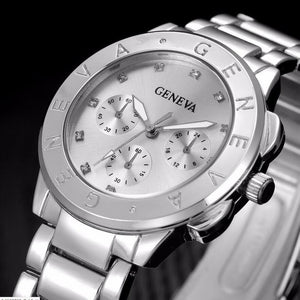 Gold Crystal Geneva Casual Quartz Watch Women Stainless Steel Dress Watches - Sellve