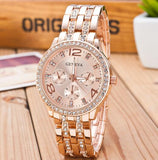 Gold Crystal Geneva Casual Quartz Watch Women Stainless Steel Dress Watches - Sellve