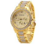 Gold Crystal Geneva Casual Quartz Watch Women Stainless Steel Dress Watches - Sellve