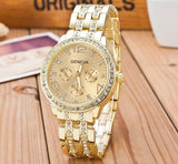 Gold Crystal Geneva Casual Quartz Watch Women Stainless Steel Dress Watches - Sellve