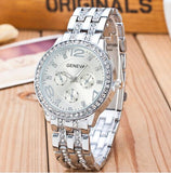 Gold Crystal Geneva Casual Quartz Watch Women Stainless Steel Dress Watches - Sellve