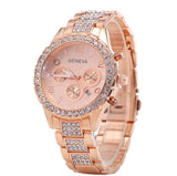 Gold Crystal Geneva Casual Quartz Watch Women Stainless Steel Dress Watches - Sellve