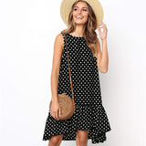 Lossky Women Summer Dress Polka Dot Chiffon Sleeveless Beach Mini Casual Yellow Sundress Plus Size Dress For Women - Sellve