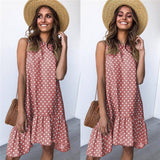 Lossky Women Summer Dress Polka Dot Chiffon Sleeveless Beach Mini Casual Yellow Sundress Plus Size Dress For Women - Sellve