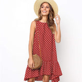 Lossky Women Summer Dress Polka Dot Chiffon Sleeveless Beach Mini Casual Yellow Sundress Plus Size Dress For Women - Sellve