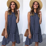 Lossky Women Summer Dress Polka Dot Chiffon Sleeveless Beach Mini Casual Yellow Sundress Plus Size Dress For Women - Sellve