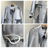 Fashion Trench Coats Female Spring Windbreaker Drawstring Coats Casual Loose Safari Clothes Stand Collar - Sellve