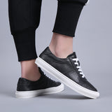 Men Casual Shoes Luxury Brand Fashion Black White Sneakers Men 100% COw Leather Breathable Soft Walking Footwear - Sellve