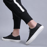 Men Casual Shoes Luxury Brand Fashion Black White Sneakers Men 100% COw Leather Breathable Soft Walking Footwear - Sellve