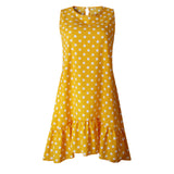 Wave Point Dress Ruffle Women Spring Summer Street Sexy Casual Slim Thin Beach Party O Neck Mini Polka Dot Dress - Sellve