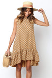 Wave Point Dress Ruffle Women Spring Summer Street Sexy Casual Slim Thin Beach Party O Neck Mini Polka Dot Dress - Sellve