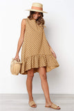 Wave Point Dress Ruffle Women Spring Summer Street Sexy Casual Slim Thin Beach Party O Neck Mini Polka Dot Dress - Sellve