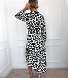 Women Vintage Long Beach Dress Loose Long Sleeve V-neck A-line Sexy Party Dress - Sellve