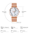 Fashion Rose Gold Mesh Band Creative Marble Female Wrist Watch Luxury Women Quartz Watches - Sellve