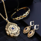 Gold Color Arabic Necklace Earring Cuff Bracelet Women Ethnic Wedding Jewelry Sets - Sellve