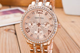 Gold Crystal Geneva Casual Quartz Watch Women Stainless Steel Dress Watches - Sellve