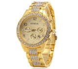 Gold Crystal Geneva Casual Quartz Watch Women Stainless Steel Dress Watches - Sellve