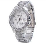 Gold Crystal Geneva Casual Quartz Watch Women Stainless Steel Dress Watches - Sellve