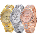 Gold Crystal Geneva Casual Quartz Watch Women Stainless Steel Dress Watches - Sellve