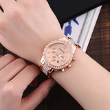 Gold Crystal Geneva Casual Quartz Watch Women Stainless Steel Dress Watches - Sellve