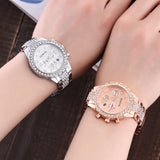 Gold Crystal Geneva Casual Quartz Watch Women Stainless Steel Dress Watches - Sellve