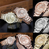 Gold Crystal Geneva Casual Quartz Watch Women Stainless Steel Dress Watches - Sellve