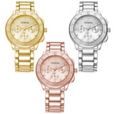 Gold Crystal Geneva Casual Quartz Watch Women Stainless Steel Dress Watches - Sellve