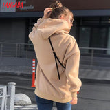 Women fleece hoodie sweatshirts winter japanese fashion Oversize ladies pullovers warm pocket hooded jacket - Sellve