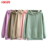 Women fleece hoodie sweatshirts winter japanese fashion Oversize ladies pullovers warm pocket hooded jacket - Sellve