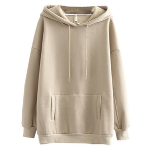 Women fleece hoodie sweatshirts winter japanese fashion Oversize ladies pullovers warm pocket hooded jacket - Sellve