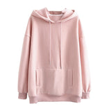 Women fleece hoodie sweatshirts winter japanese fashion Oversize ladies pullovers warm pocket hooded jacket - Sellve