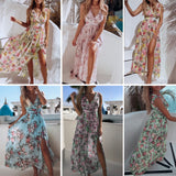 Summer Dress Women Vestidos Casual Tie Dye Clothing Robe Femme Chic Beach Dresses Chiffon Autumn Maxi Dress - Sellve