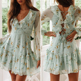 Summer Dress Women Vestidos Casual Tie Dye Clothing Robe Femme Chic Beach Dresses Chiffon Autumn Maxi Dress - Sellve