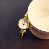 Small Gold Bangle Bracelet Luxury Watches Stainless Steel Retro Ladies Quartz Wristwatches - Sellve