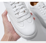 Fashion White Split Leather Women Chunky Sneakers White Shoes - Sellve