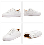 Fashion White Split Leather Women Chunky Sneakers White Shoes - Sellve