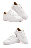 Fashion White Split Leather Women Chunky Sneakers White Shoes - Sellve