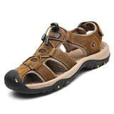 Classic Men's Sandals Summer Soft Sandals Comfortable Men Shoes Genuine Leather Sandals - Sellve